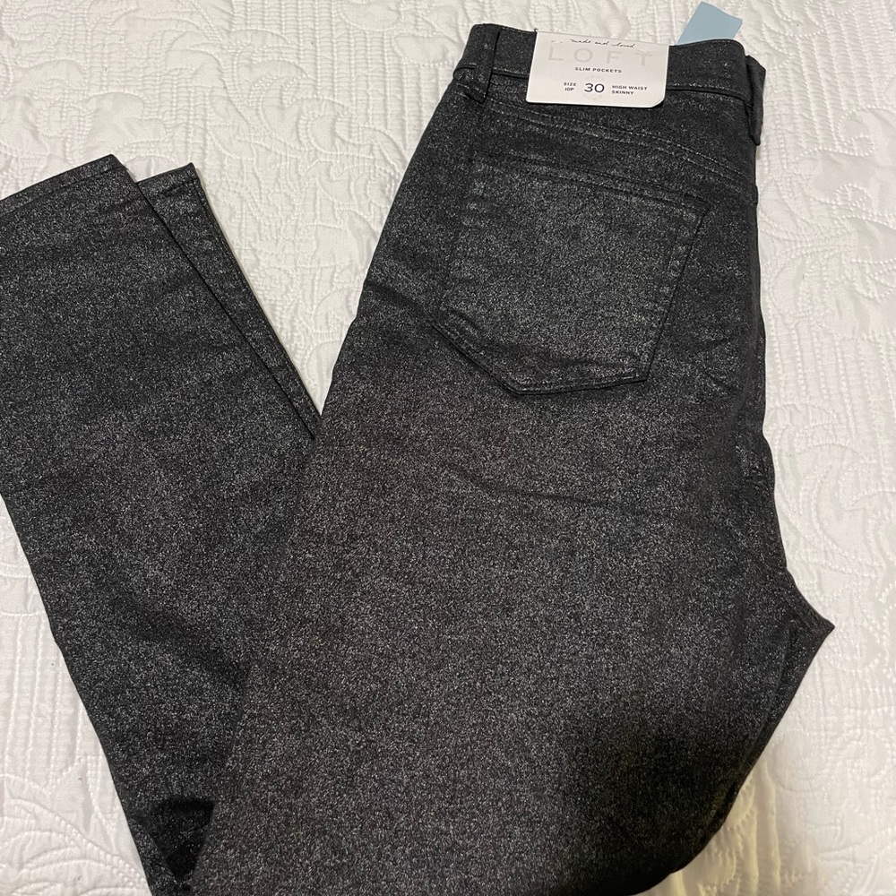 Loft NWT black glitter jeans